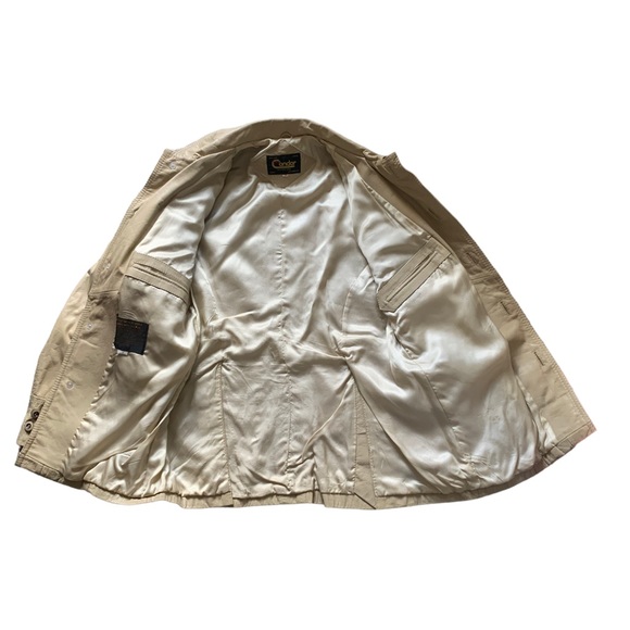 Vintage 1970's Cream Real Leather Jacket Sz 40 Med Unisex - Picture 2 of 8